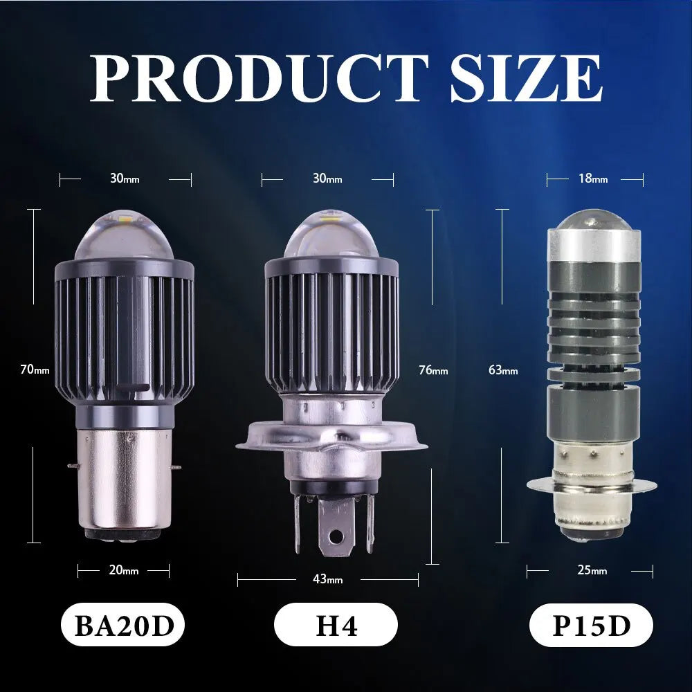 1PCS 10000LM H4 LED Motorcycle Headlight H6 BA20D P15D Led CSP Lens White Yellow Hi Lo Beam Motorbike Scooter Running Light