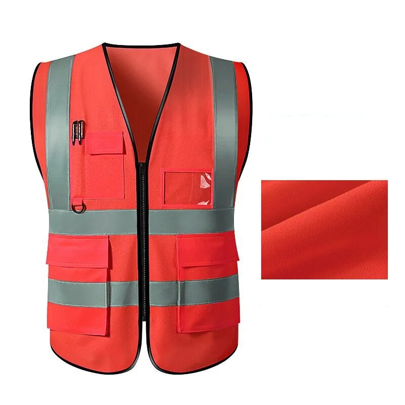 New Nighttime Traffic Environment Hygiene Garden Architecture Multi Pocket Anti static Grid Reflective Vest