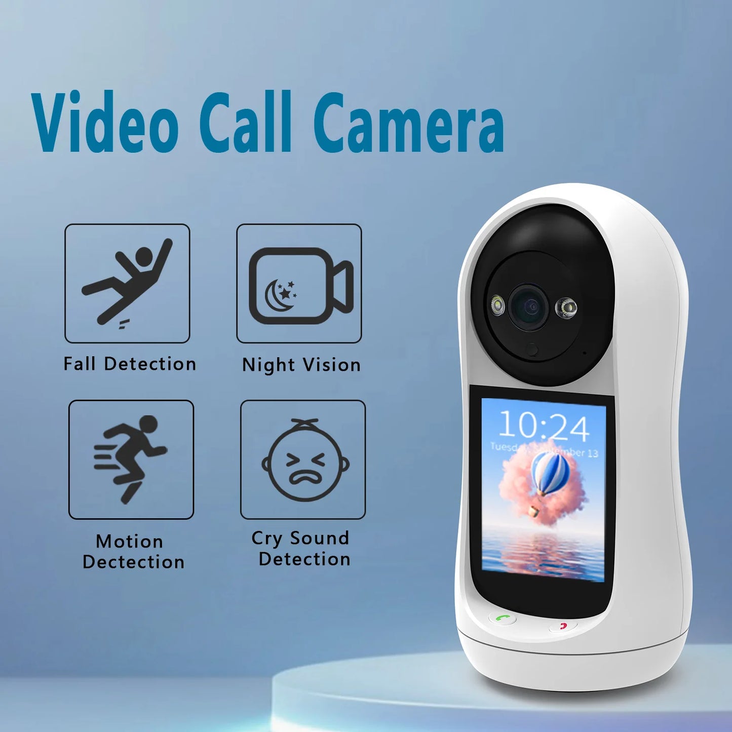 Wifi Camera 2K 3MP 2.8 inch IPS Screen Human Tracking Two Way Audio PTZ Video Calling Intercom Smart Baby Monitor Camera Icsee
