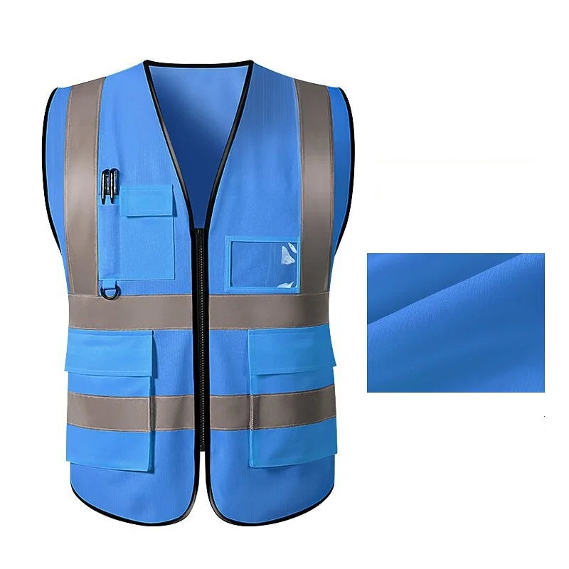 New Nighttime Traffic Environment Hygiene Garden Architecture Multi Pocket Anti static Grid Reflective Vest