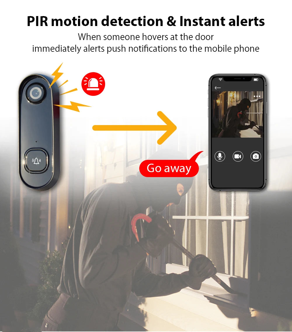 Deelife Video Doorbell Camera WiFi Tuya Waterproof 1080P Outdoor Wireless Door Bell