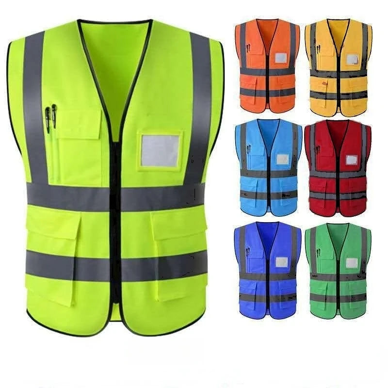 New Nighttime Traffic Environment Hygiene Garden Architecture Multi Pocket Anti static Grid Reflective Vest