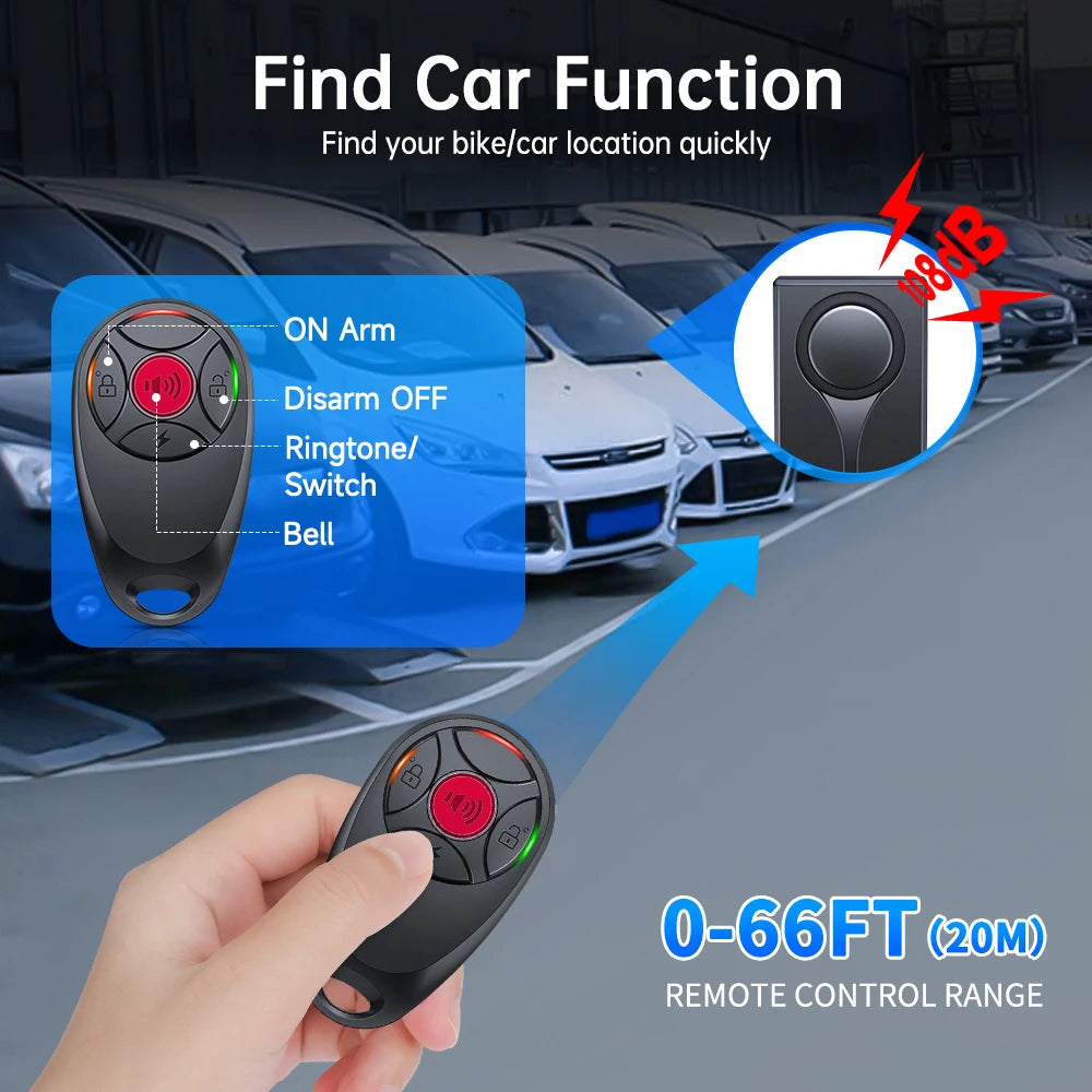 Hollarm Wireless Bicycle Motorcycle Alarm Adjustment Anti Theft Door Window Sensor Car Vibration Sound And Light Alarm Bike Find