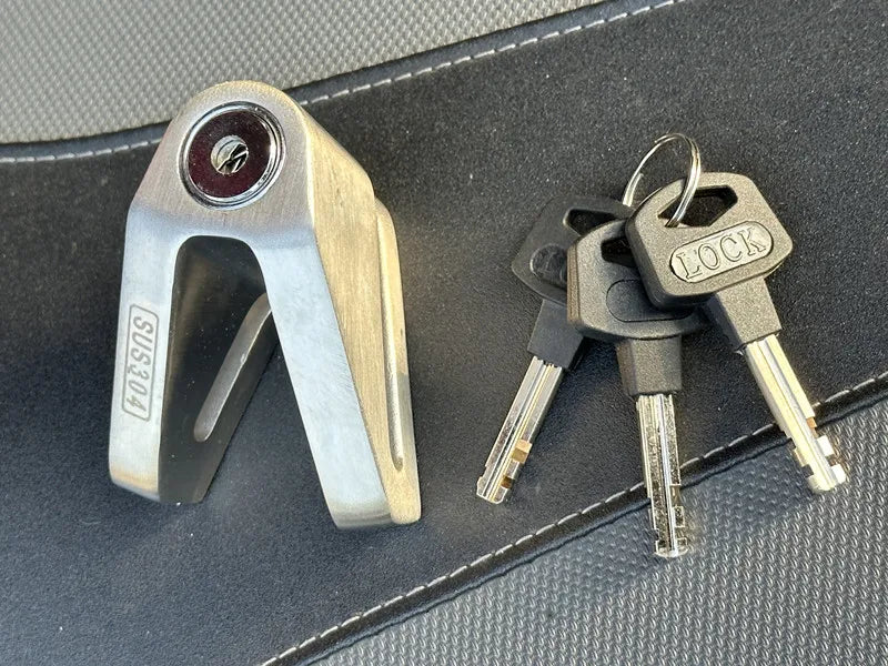 Falante 304 stainless steel motorcycle brake disc lock Security anti-theft Waterproof off-road bicycle brake disc lock 3 keys