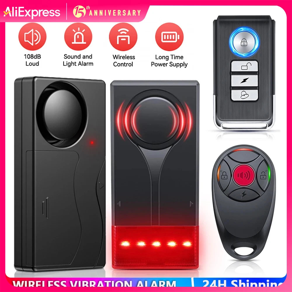 Hollarm Wireless Bicycle Motorcycle Alarm Adjustment Anti Theft Door Window Sensor Car Vibration Sound And Light Alarm Bike Find