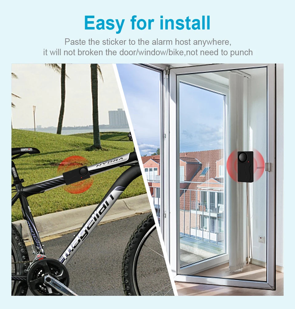 Camaroca Wireless Vibration Alarm Door And Window Anti-Theft Alarm With Remote Control 110dB Motorcycle Bicycle Security Sensors
