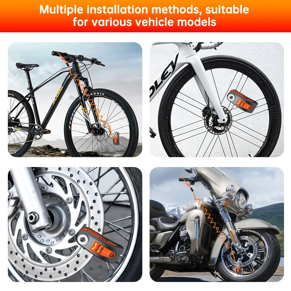 Extractme Motorcycle Lock Alarm Padlock with Cable Lock Bicycle Alarm Moto Brake Disc Lock Anti-Theft Car Alarm Security System