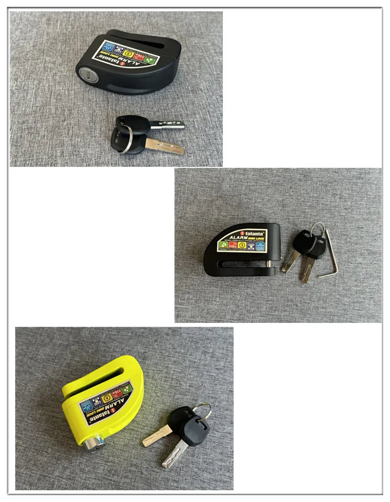 Waterproof Motorcycle Alarm Lock Bike Security Anti-theft Lock Motorbike Mountain bike Disc Brake Lock +Bag+1.5mReminder Rope