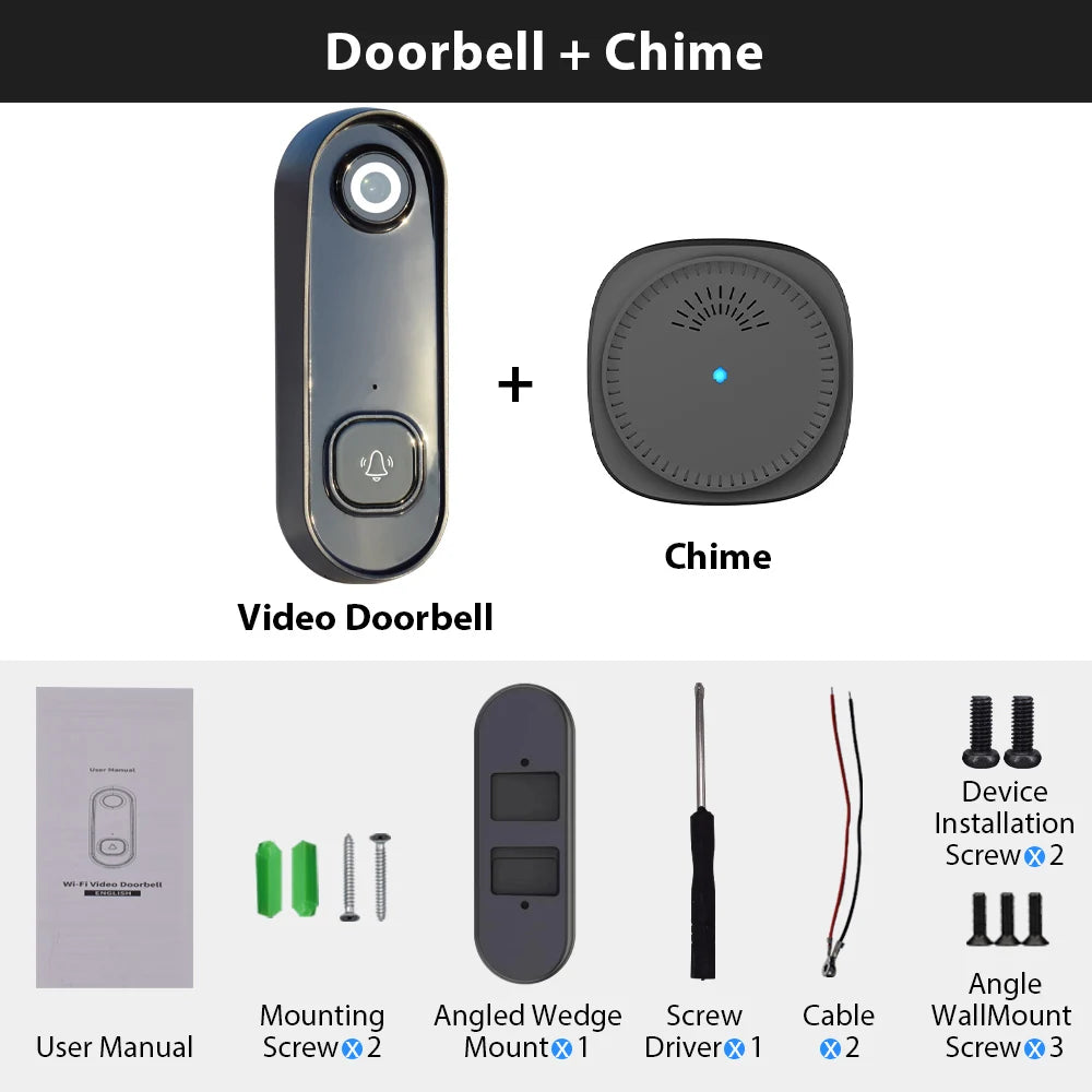 Deelife Video Doorbell Camera WiFi Tuya Waterproof 1080P Outdoor Wireless Door Bell
