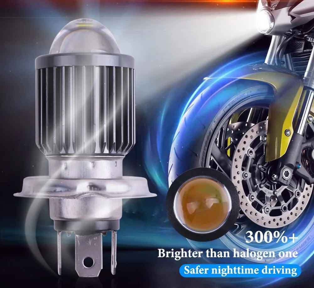 1PCS 10000LM H4 LED Motorcycle Headlight H6 BA20D P15D Led CSP Lens White Yellow Hi Lo Beam Motorbike Scooter Running Light