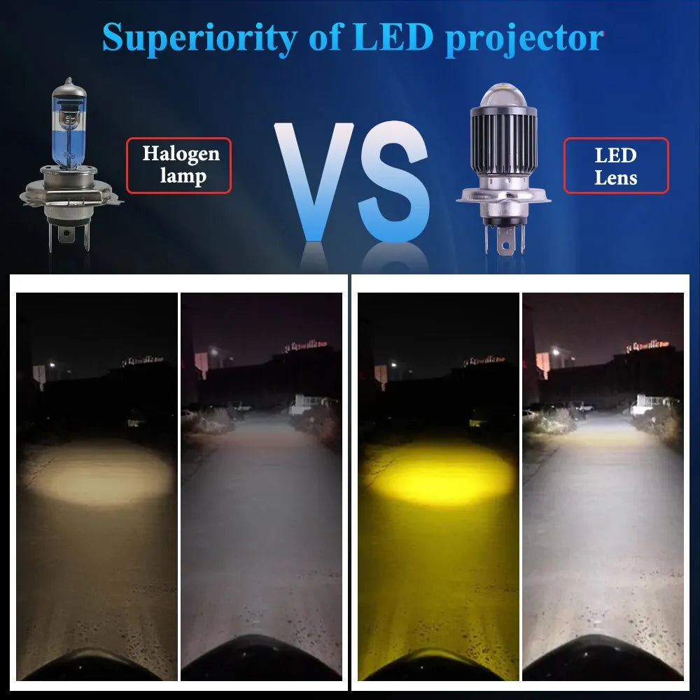 1PCS 10000LM H4 LED Motorcycle Headlight H6 BA20D P15D Led CSP Lens White Yellow Hi Lo Beam Motorbike Scooter Running Light