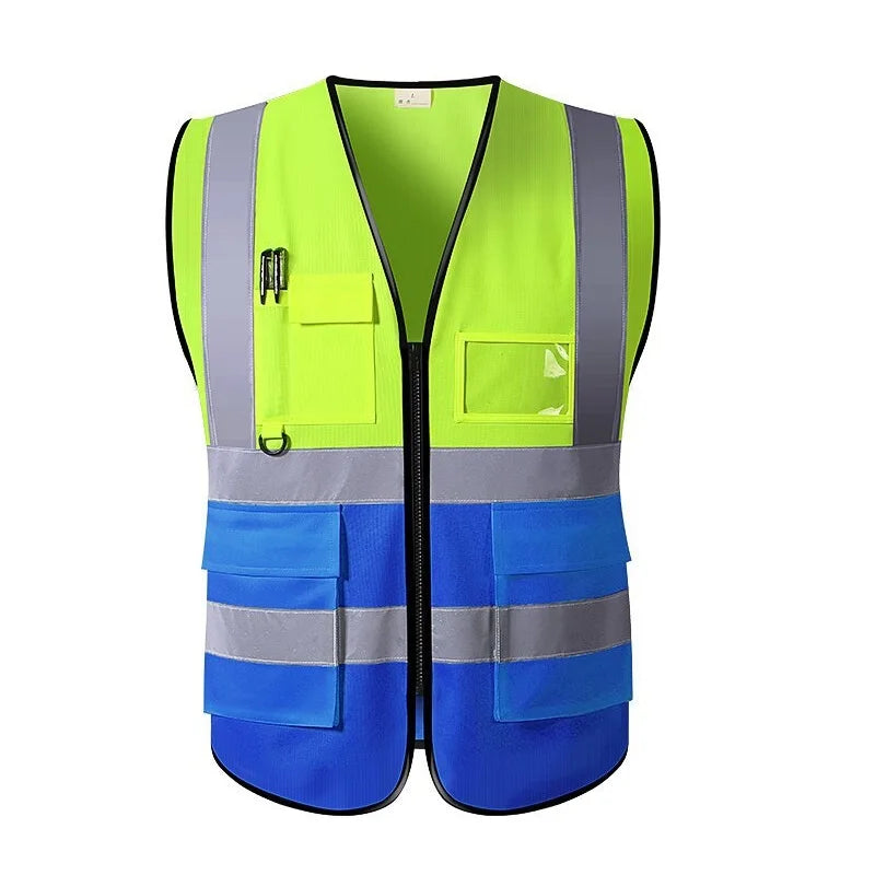 New Nighttime Traffic Environment Hygiene Garden Architecture Multi Pocket Anti static Grid Reflective Vest