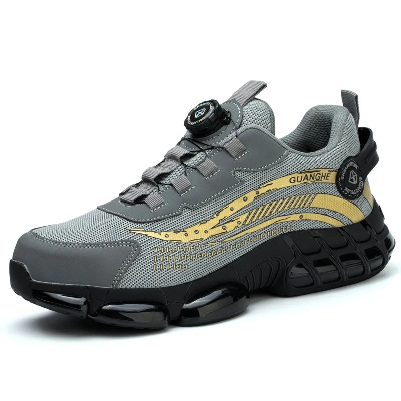 Safety Shoes Men Women Steel Toe Work Shoes Lightweight Rotating Button Anti-smash Protective Sneakers Work Safety Boots