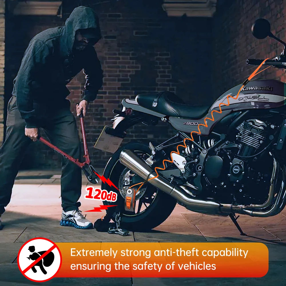 Extractme Motorcycle Lock Alarm Padlock with Cable Lock Bicycle Alarm Moto Brake Disc Lock Anti-Theft Car Alarm Security System