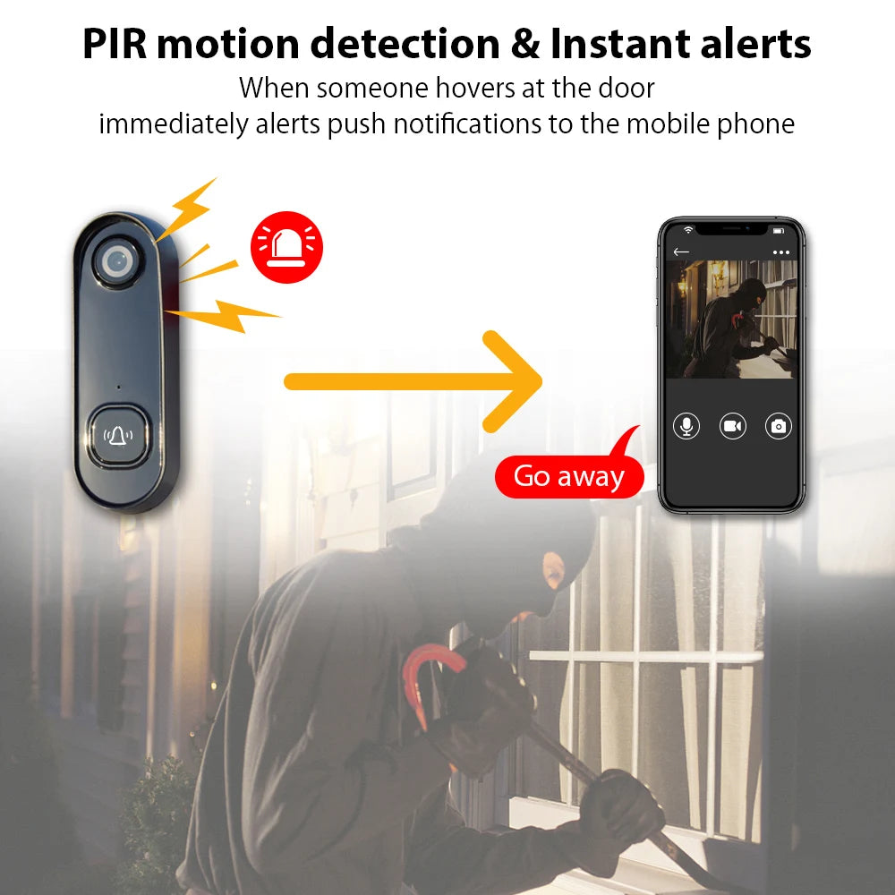Deelife Video Doorbell Camera WiFi Tuya Waterproof 1080P Outdoor Wireless Door Bell