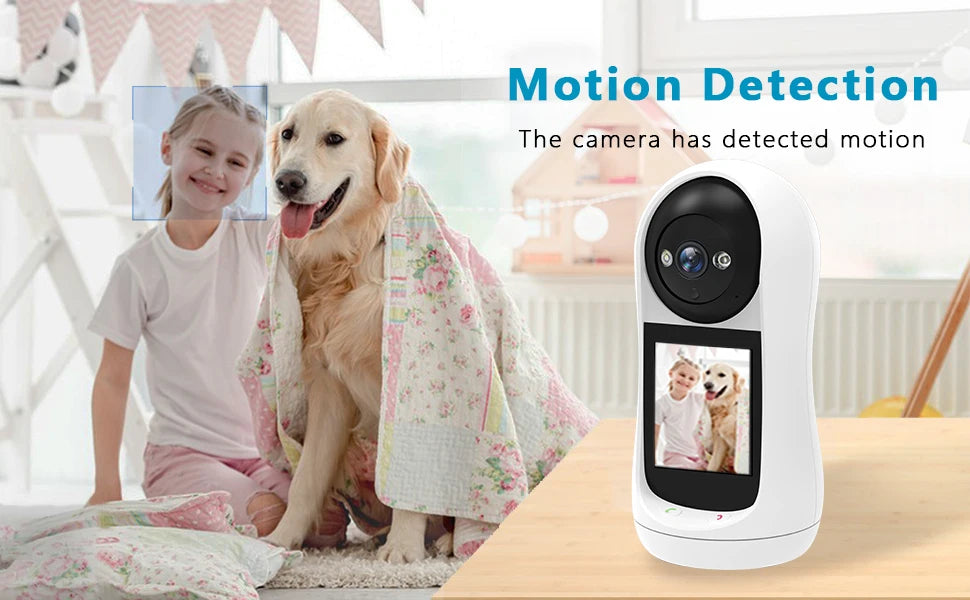 Wifi Camera 2K  3MP 2.8 inch IPS Screen Human Tracking Two Way Audio PTZ Video Calling Intercom Smart Baby Monitor Camera Icsee