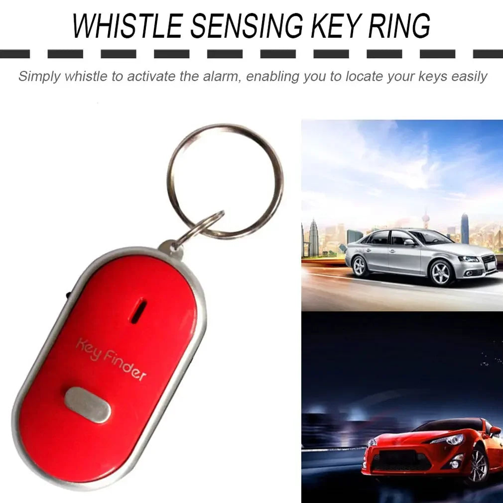 Portable car key finder anti-lost key finder smart find locator keychain whistle beep sound control LED torch