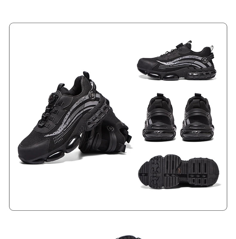 Safety Shoes Men Women Steel Toe Work Shoes Lightweight Rotating Button Anti-smash Protective Sneakers Work Safety Boots