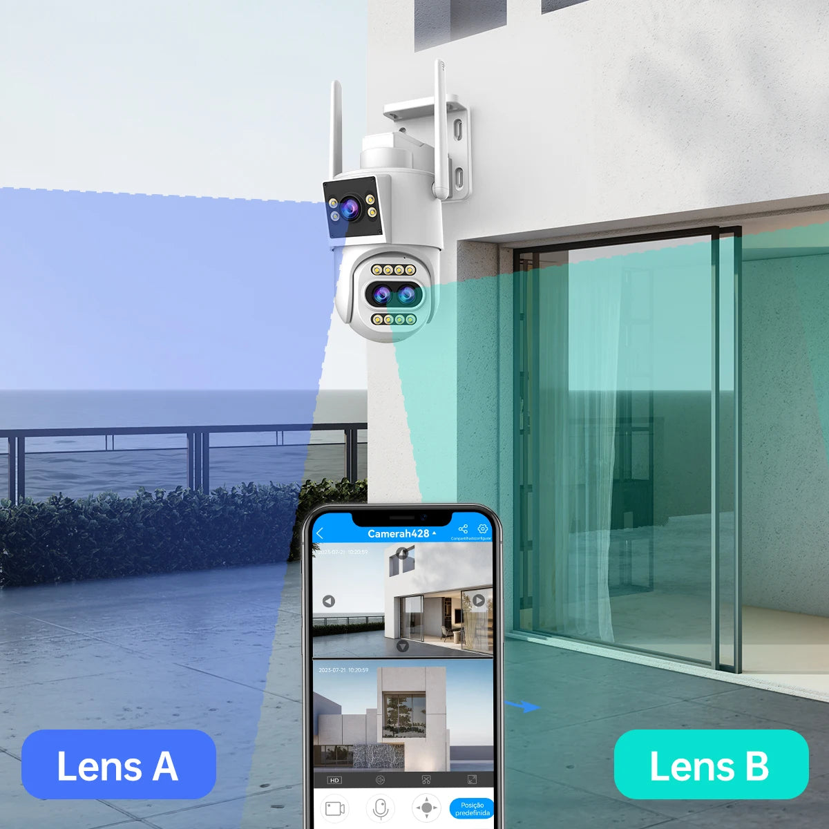 JOOAN 4K HD IP Camera Outdoor Three-Lens 10X Opticial Zoom Security WiFi Camera Auto Tracking CCTV Audio Video Surveillance Cam