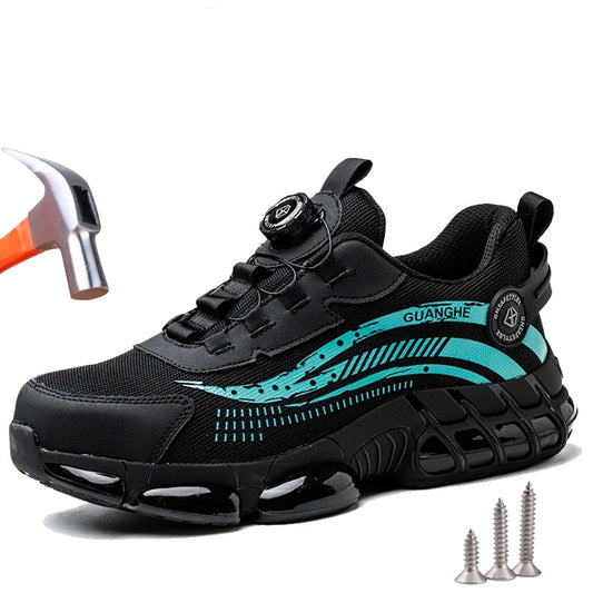 Safety Shoes Men Women Steel Toe Work Shoes Lightweight Rotating Button Anti-smash Protective Sneakers Work Safety Boots