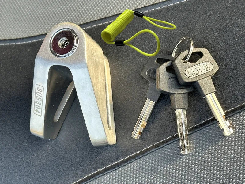 Falante 304 stainless steel motorcycle brake disc lock Security anti-theft Waterproof off-road bicycle brake disc lock 3 keys