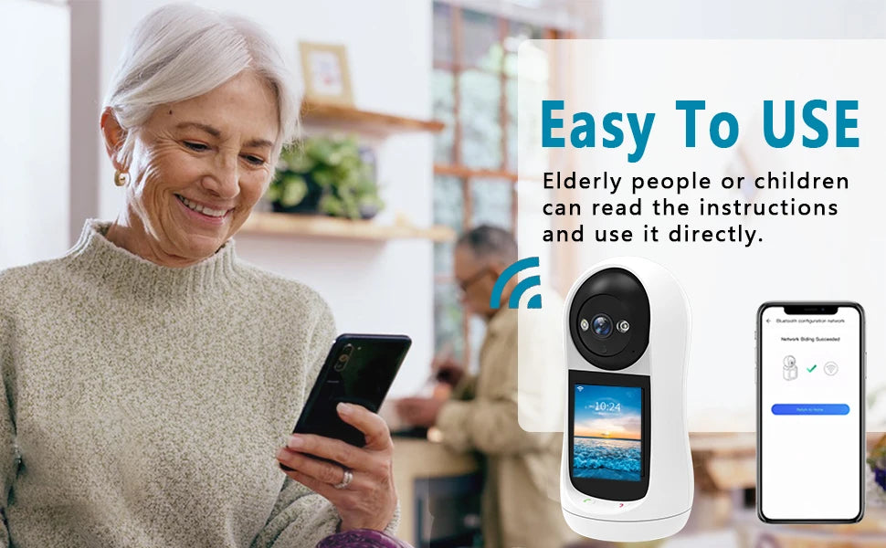 Wifi Camera 2K  3MP 2.8 inch IPS Screen Human Tracking Two Way Audio PTZ Video Calling Intercom Smart Baby Monitor Camera Icsee