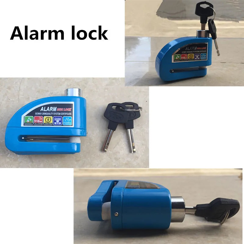 Waterproof Motorcycle Alarm Lock Bike Security Anti-theft Lock Motorbike Mountain bike Disc Brake Lock +Bag+1.5mReminder Rope