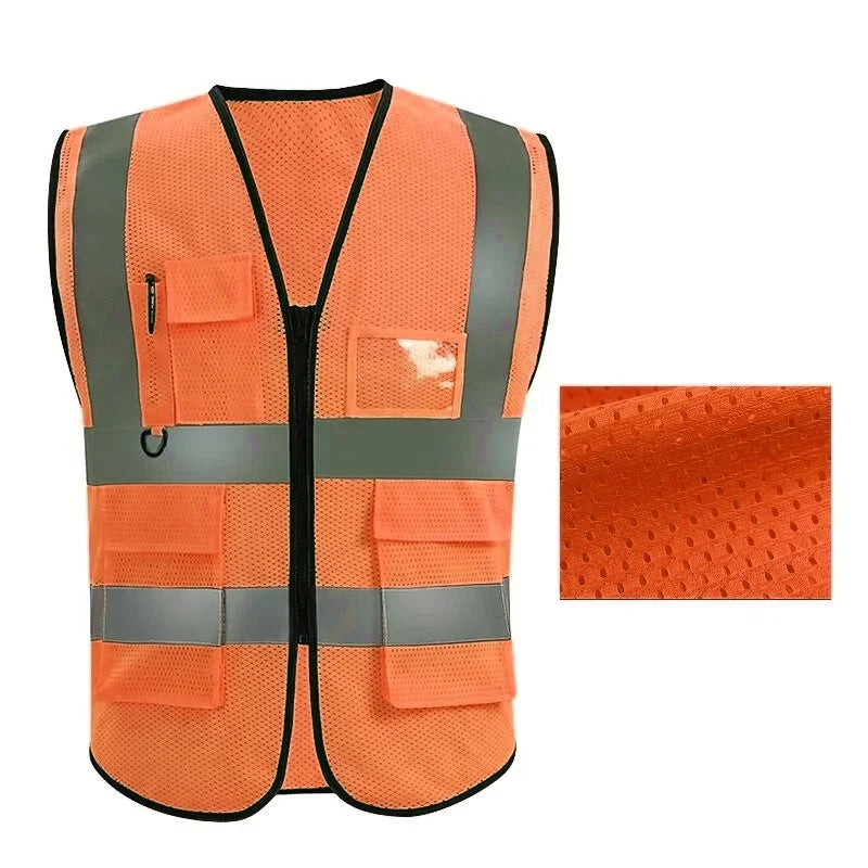 New Nighttime Traffic Environment Hygiene Garden Architecture Multi Pocket Anti static Grid Reflective Vest
