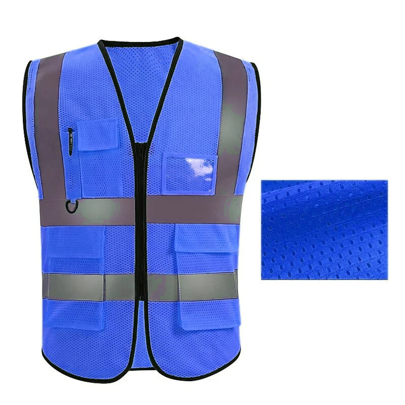 New Nighttime Traffic Environment Hygiene Garden Architecture Multi Pocket Anti static Grid Reflective Vest