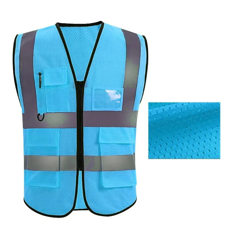 New Nighttime Traffic Environment Hygiene Garden Architecture Multi Pocket Anti static Grid Reflective Vest