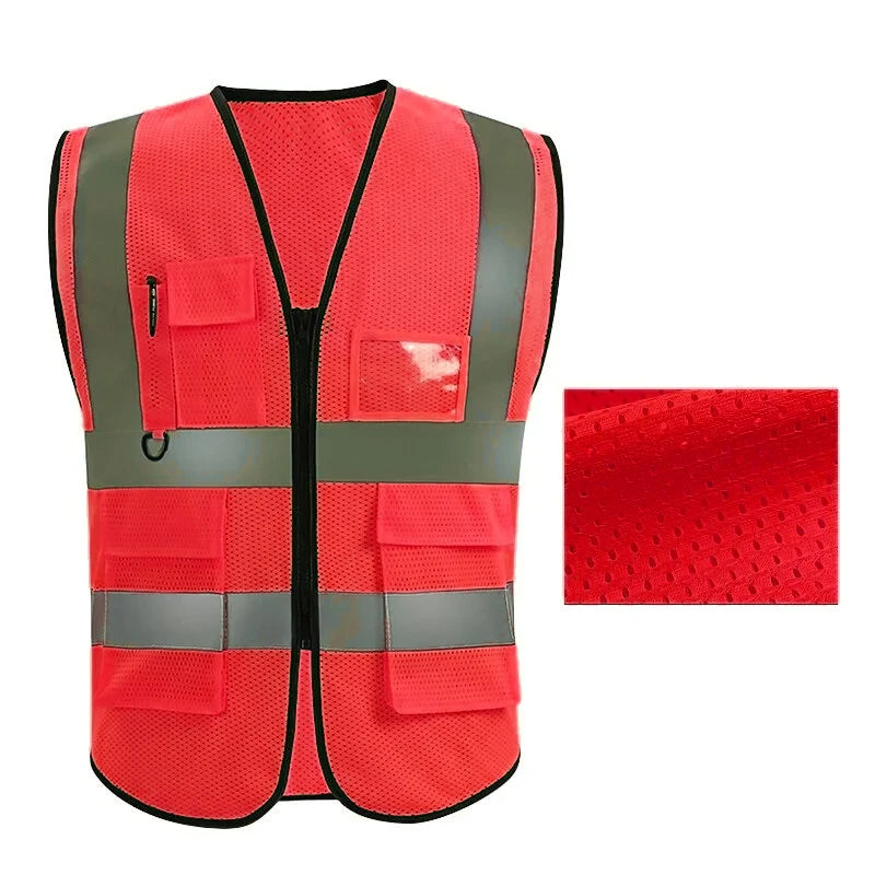 New Nighttime Traffic Environment Hygiene Garden Architecture Multi Pocket Anti static Grid Reflective Vest