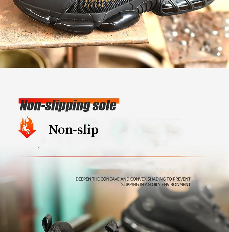 Safety Shoes Men Women Steel Toe Work Shoes Lightweight Rotating Button Anti-smash Protective Sneakers Work Safety Boots