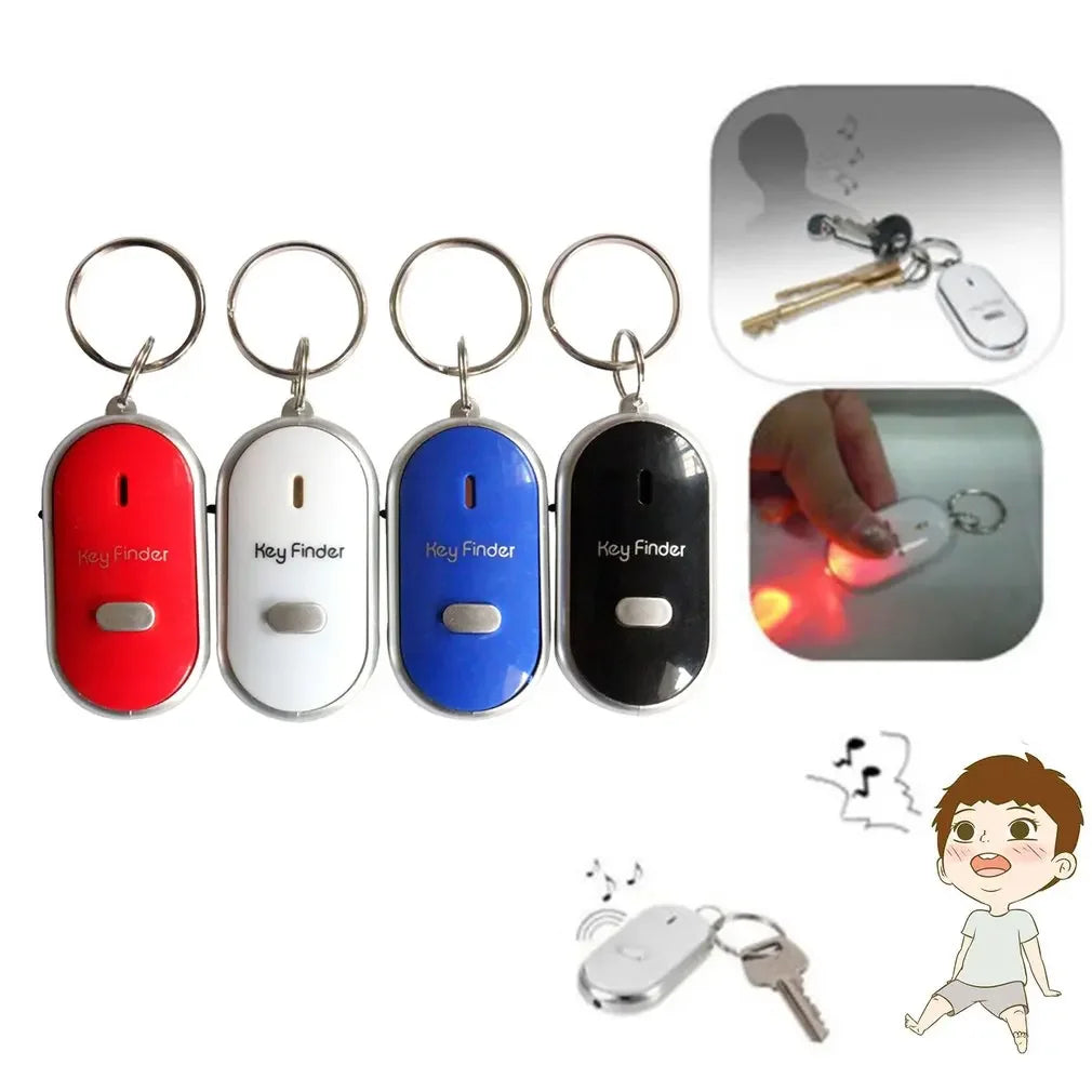 Portable car key finder anti-lost key finder smart find locator keychain whistle beep sound control LED torch