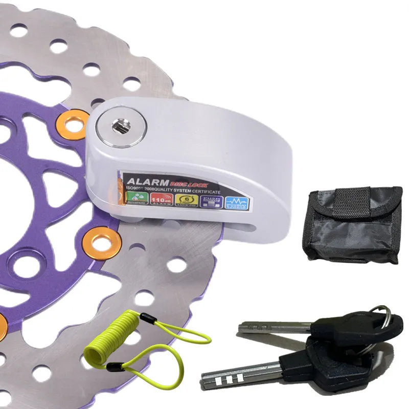 Waterproof Motorcycle Alarm Lock Bike Security Anti-theft Lock Motorbike Mountain bike Disc Brake Lock +Bag+1.5mReminder Rope