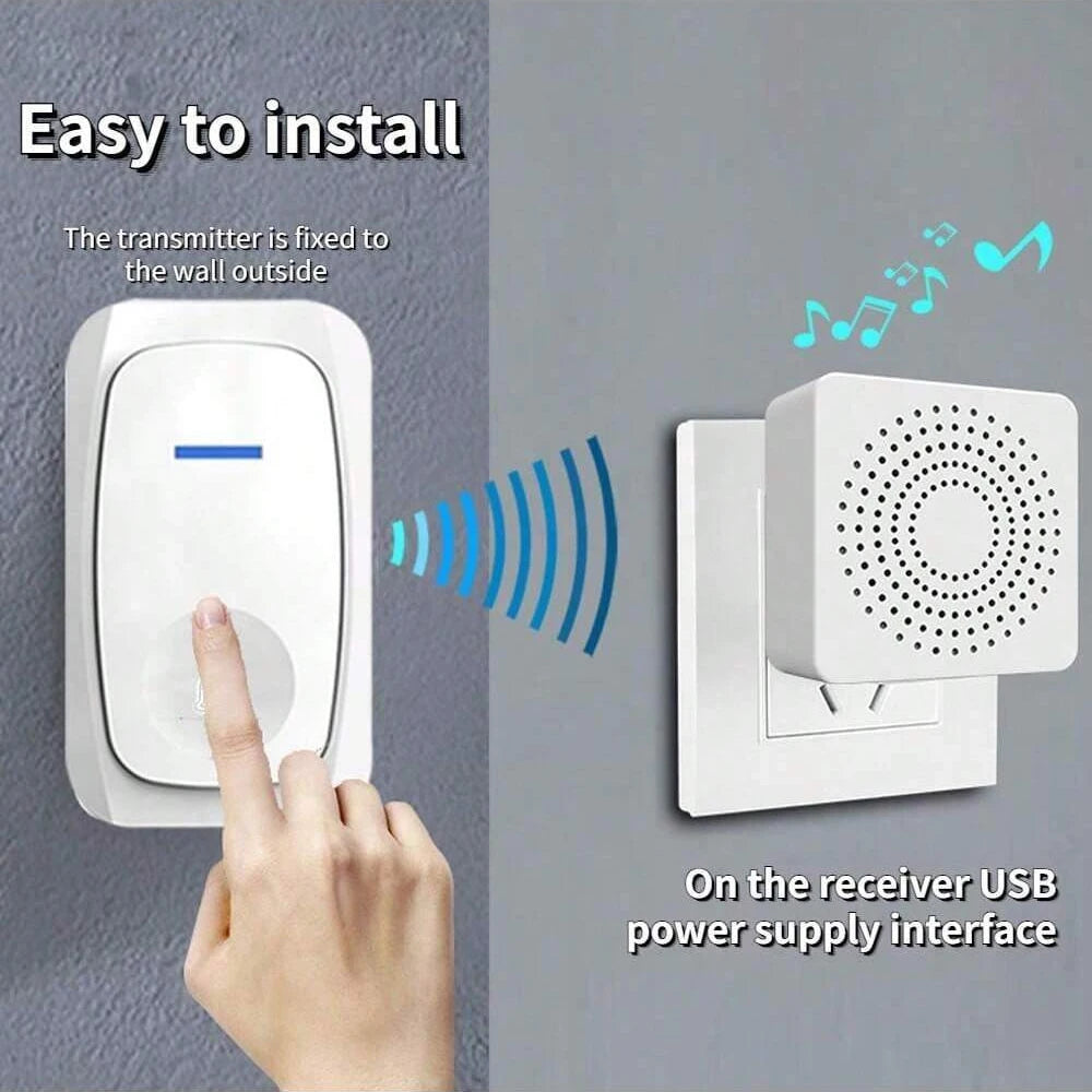 New Wireless Doorbell Home Intelligent Welcome Doorbell Waterproof 150M Remote USB Plug Easy to Install No Wiring Required