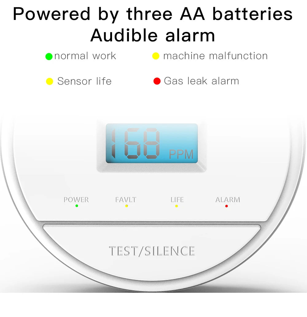 LCD CO Sensor Work alone Built-in 85dB siren sound Independent Carbon Monoxide Poisoning Warning Alarm Detector