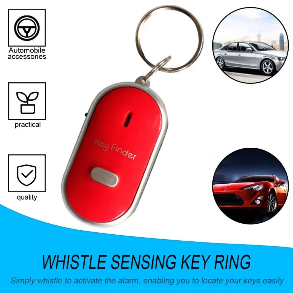 Portable car key finder anti-lost key finder smart find locator keychain whistle beep sound control LED torch