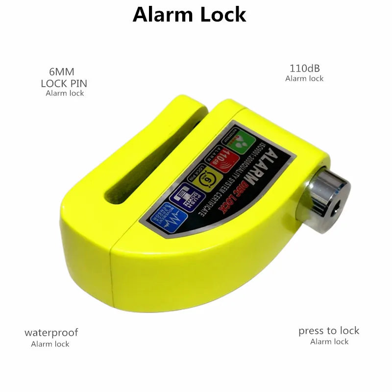 Waterproof Motorcycle Alarm Lock Bike Security Anti-theft Lock Motorbike Mountain bike Disc Brake Lock +Bag+1.5mReminder Rope