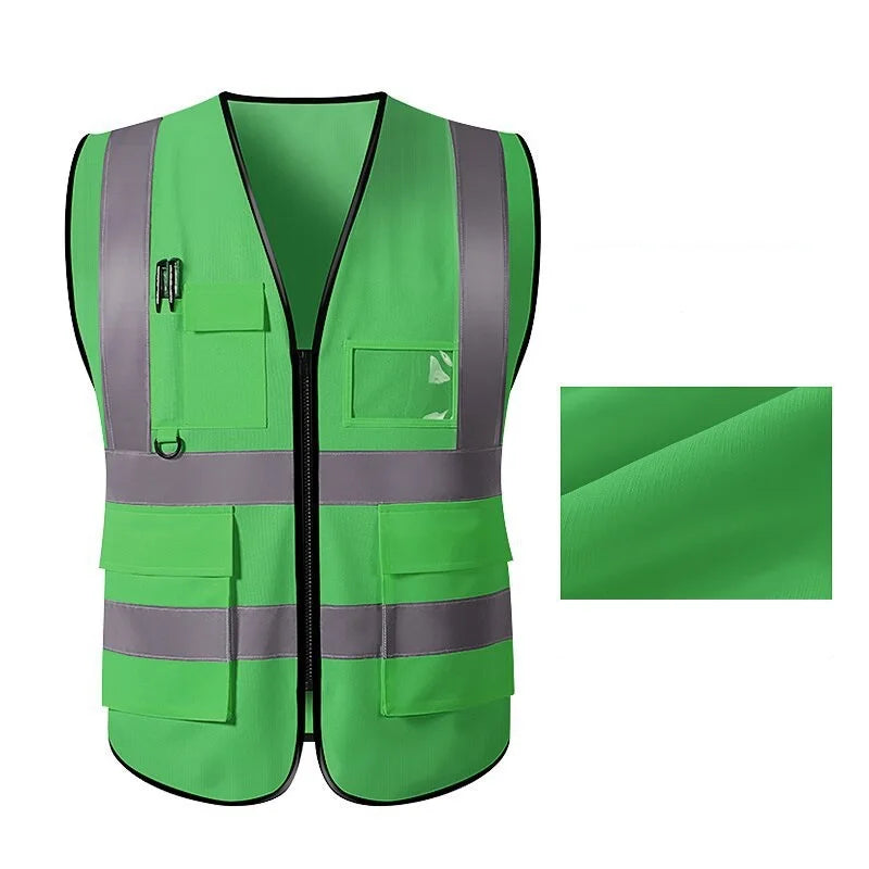 New Nighttime Traffic Environment Hygiene Garden Architecture Multi Pocket Anti static Grid Reflective Vest