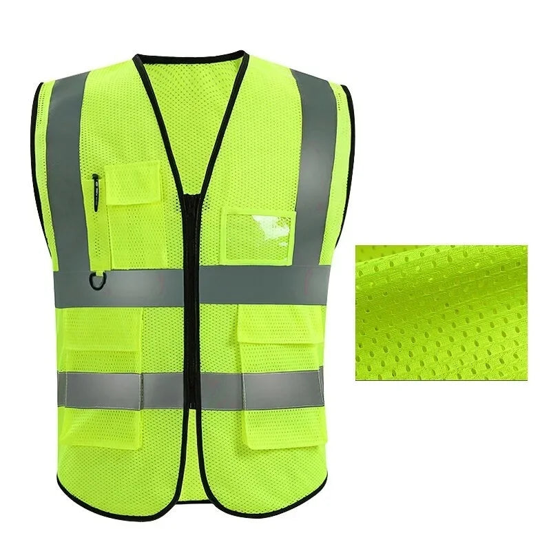 New Nighttime Traffic Environment Hygiene Garden Architecture Multi Pocket Anti static Grid Reflective Vest