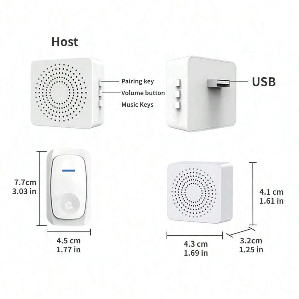 New Wireless Doorbell Home Intelligent Welcome Doorbell Waterproof 150M Remote USB Plug Easy to Install No Wiring Required
