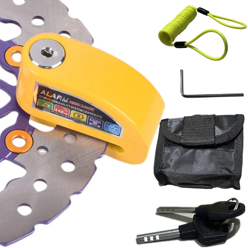 Waterproof Motorcycle Alarm Lock Bike Security Anti-theft Lock Motorbike Mountain bike Disc Brake Lock +Bag+1.5mReminder Rope