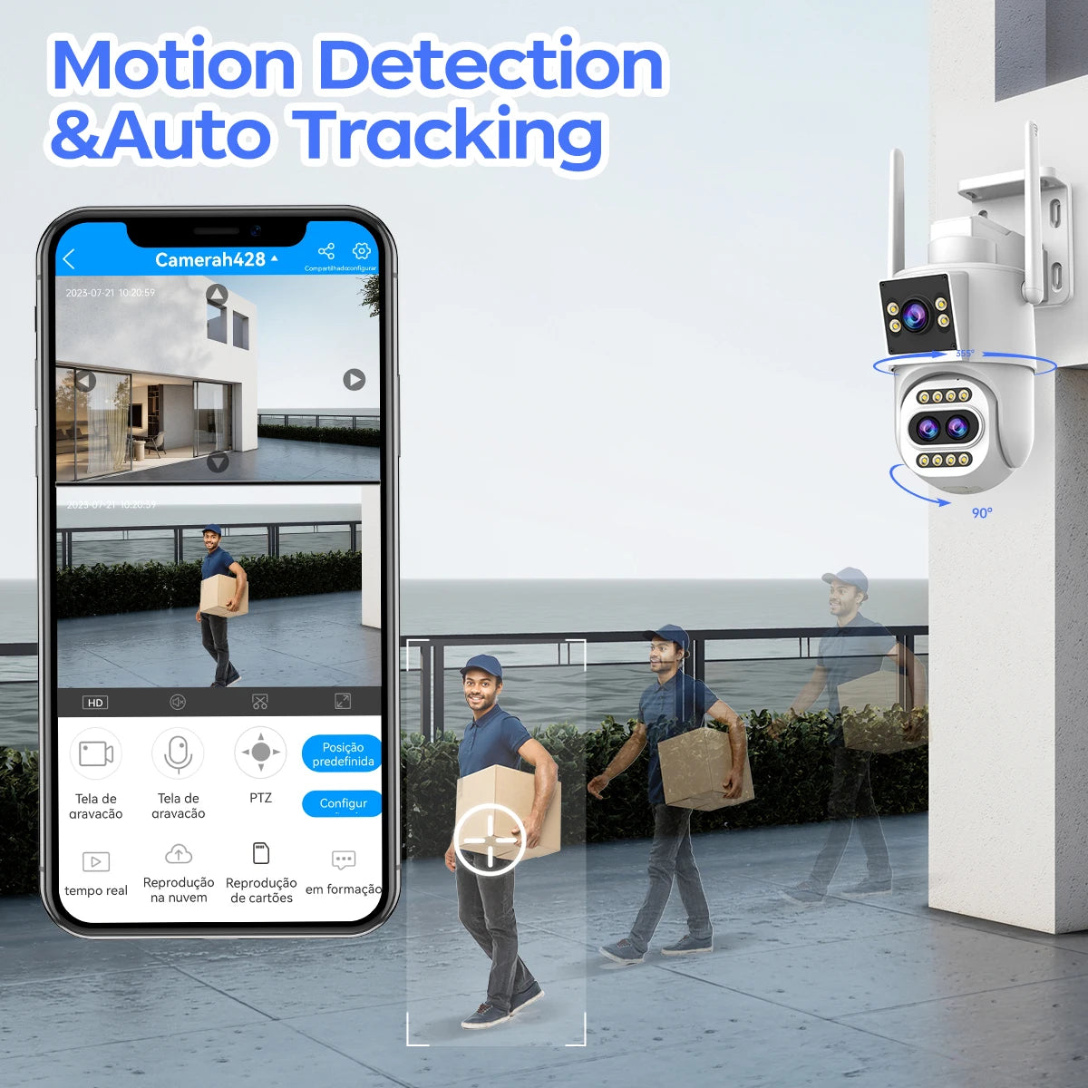 JOOAN 4K HD IP Camera Outdoor Three-Lens 10X Opticial Zoom Security WiFi Camera Auto Tracking CCTV Audio Video Surveillance Cam