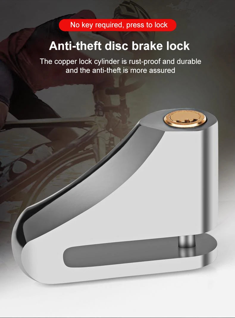 Motorcycle Waterproof  Disc Brake Lock  Anti-Theft Wheel Padlock with Keys for Motorcycles Scooter Moped Motorbike