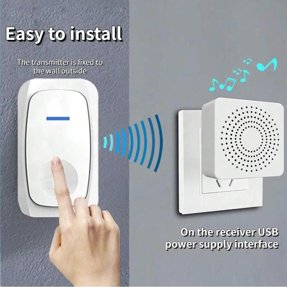 New Wireless Doorbell Home Intelligent Welcome Doorbell Waterproof 150M Remote USB Plug Easy to Install No Wiring Required