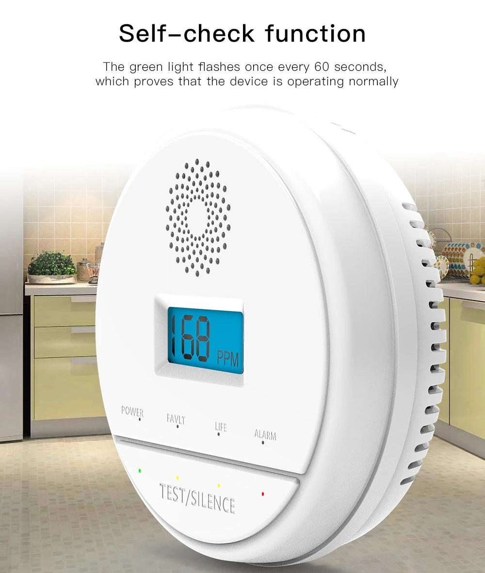 LCD CO Sensor Work alone Built-in 85dB siren sound Independent Carbon Monoxide Poisoning Warning Alarm Detector