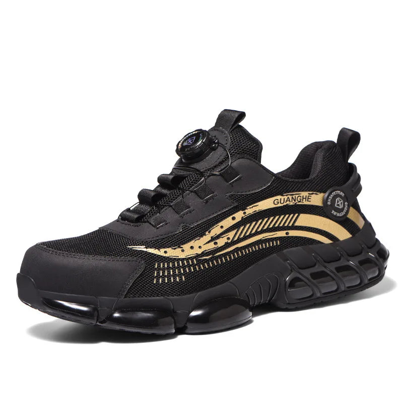 Safety Shoes Men Women Steel Toe Work Shoes Lightweight Rotating Button Anti-smash Protective Sneakers Work Safety Boots