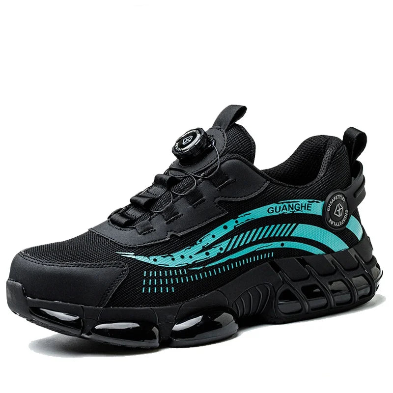 Safety Shoes Men Women Steel Toe Work Shoes Lightweight Rotating Button Anti-smash Protective Sneakers Work Safety Boots