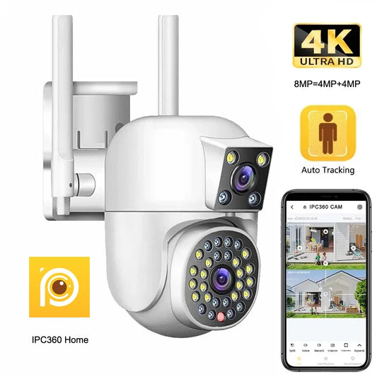IPC360 HOME 4K 8MP Dual Lens WIFI PTZ 2K 4MP Dual Screen Security Camera Outdoor IP66 Color Night Vision Surveillance Cameras