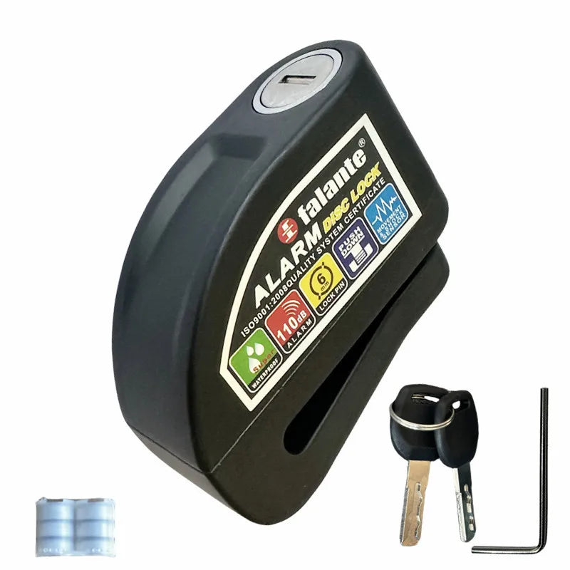 Waterproof Motorcycle Alarm Lock Bike Security Anti-theft Lock Motorbike Mountain bike Disc Brake Lock +Bag+1.5mReminder Rope